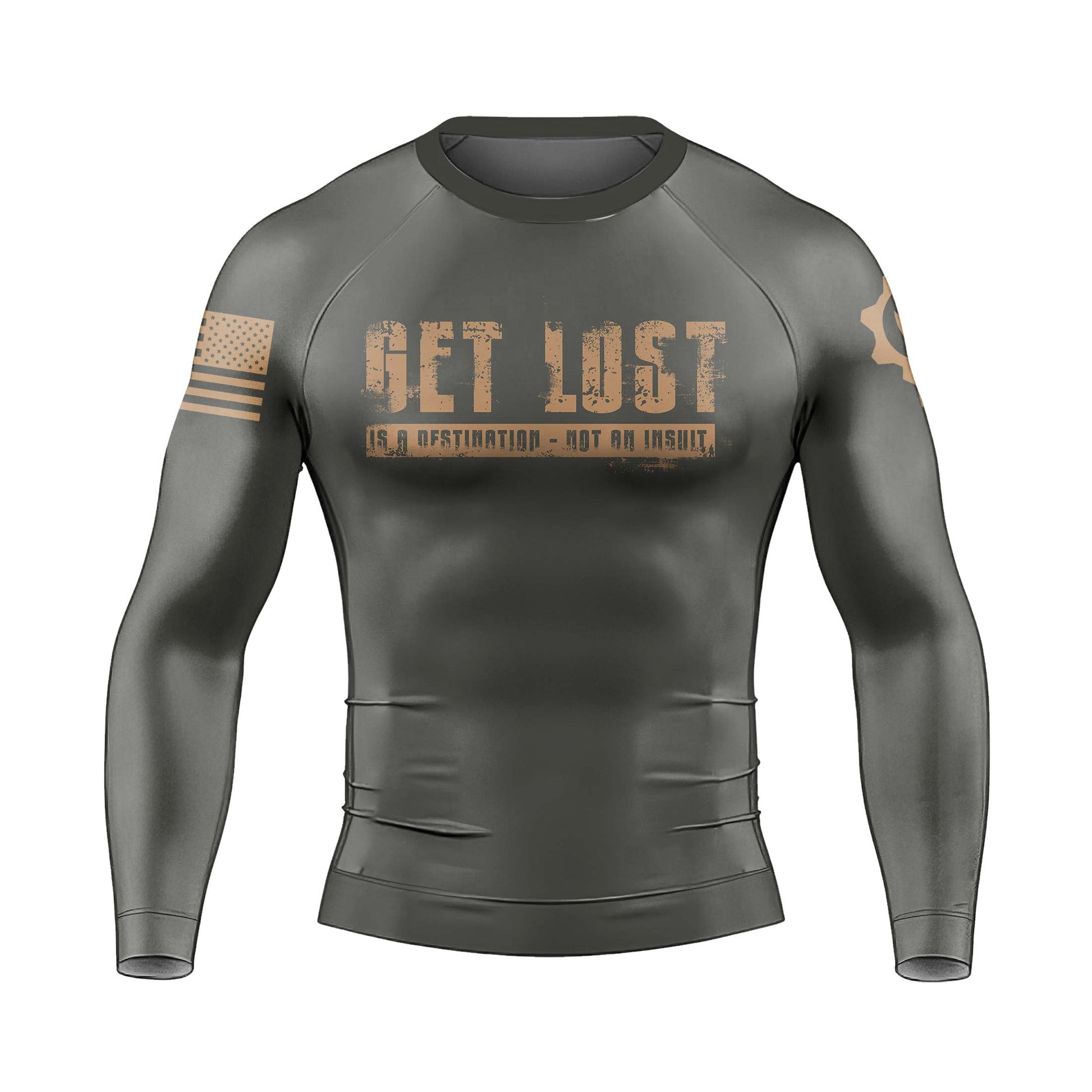 Get Lost Is A Destination Men's Long Sleeve Rash Guard