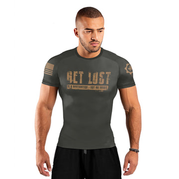 Get Lost Is A Destination Men's Short Sleeve Rash Guard