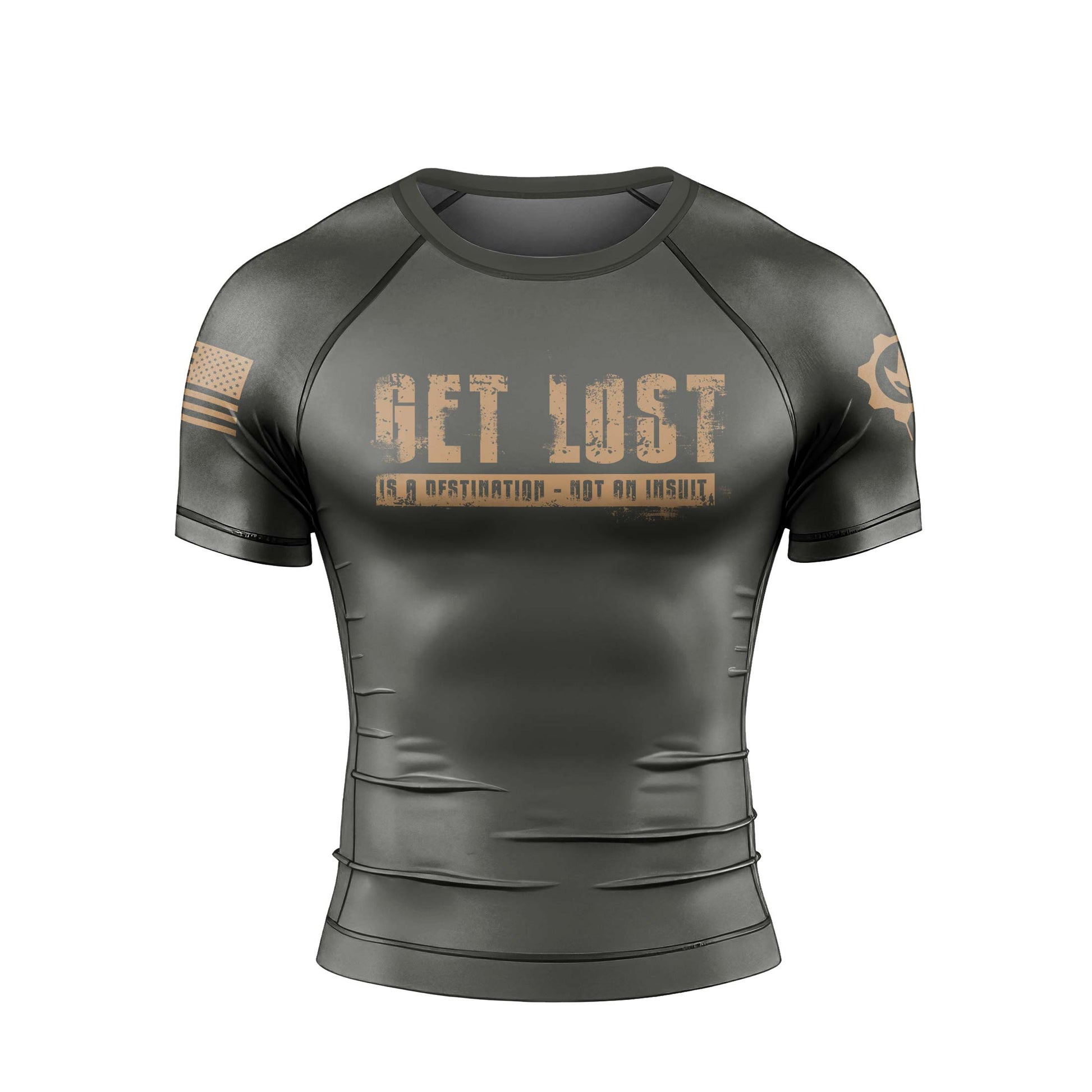 Get Lost Is A Destination Men's Short Sleeve Rash Guard