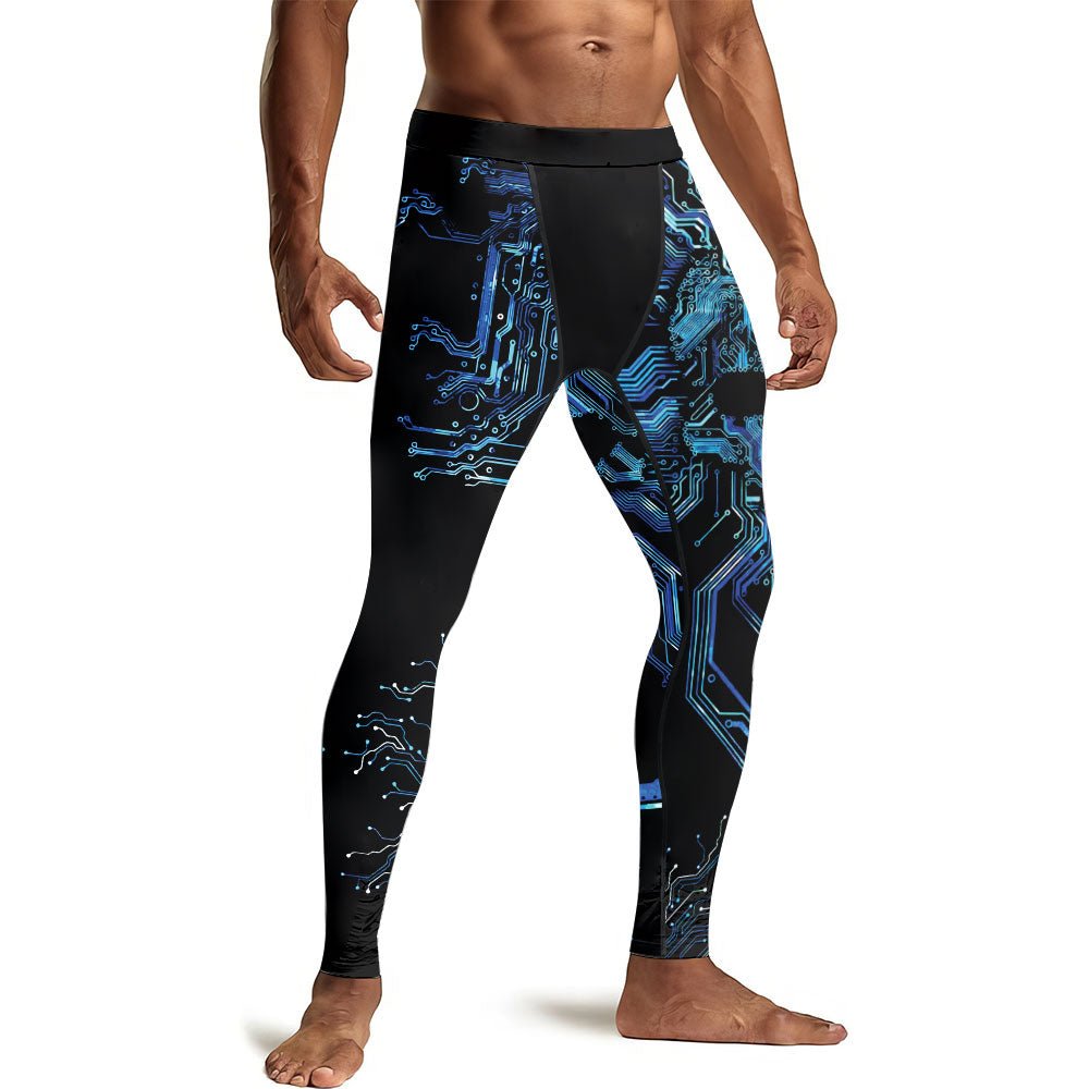 Glowing Circuit Men's Compression Leggings - BattleFitGear