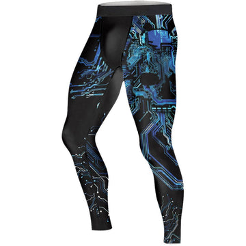 Glowing Circuit Men's Compression Leggings - BattleFitGear