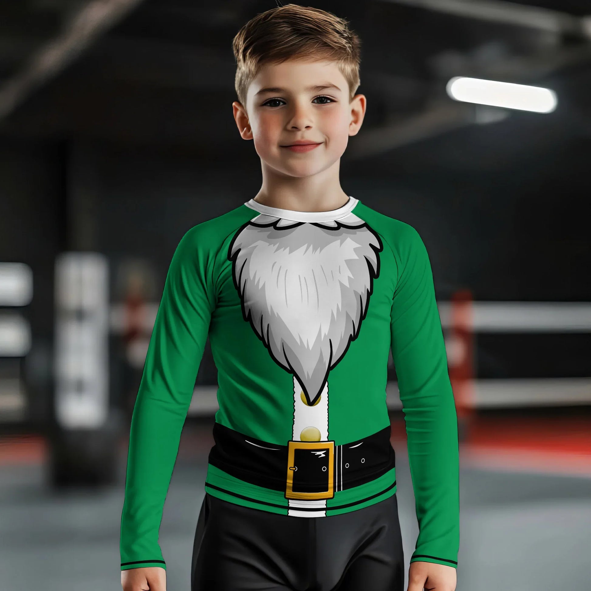 Green Santa Claus Kids Rash Guard