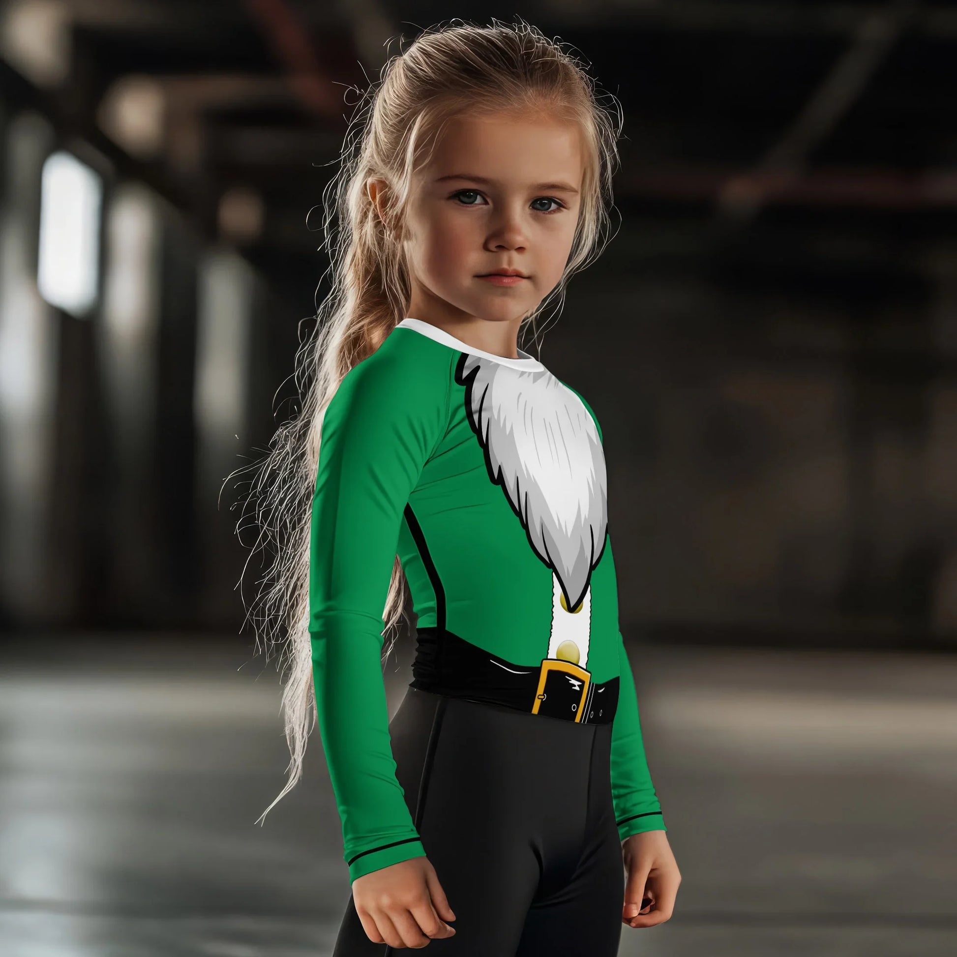 Green Santa Claus Kids Rash Guard