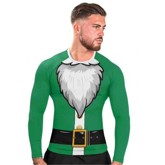 Green Santa Claus Men's Long Sleeve Rash Guard
