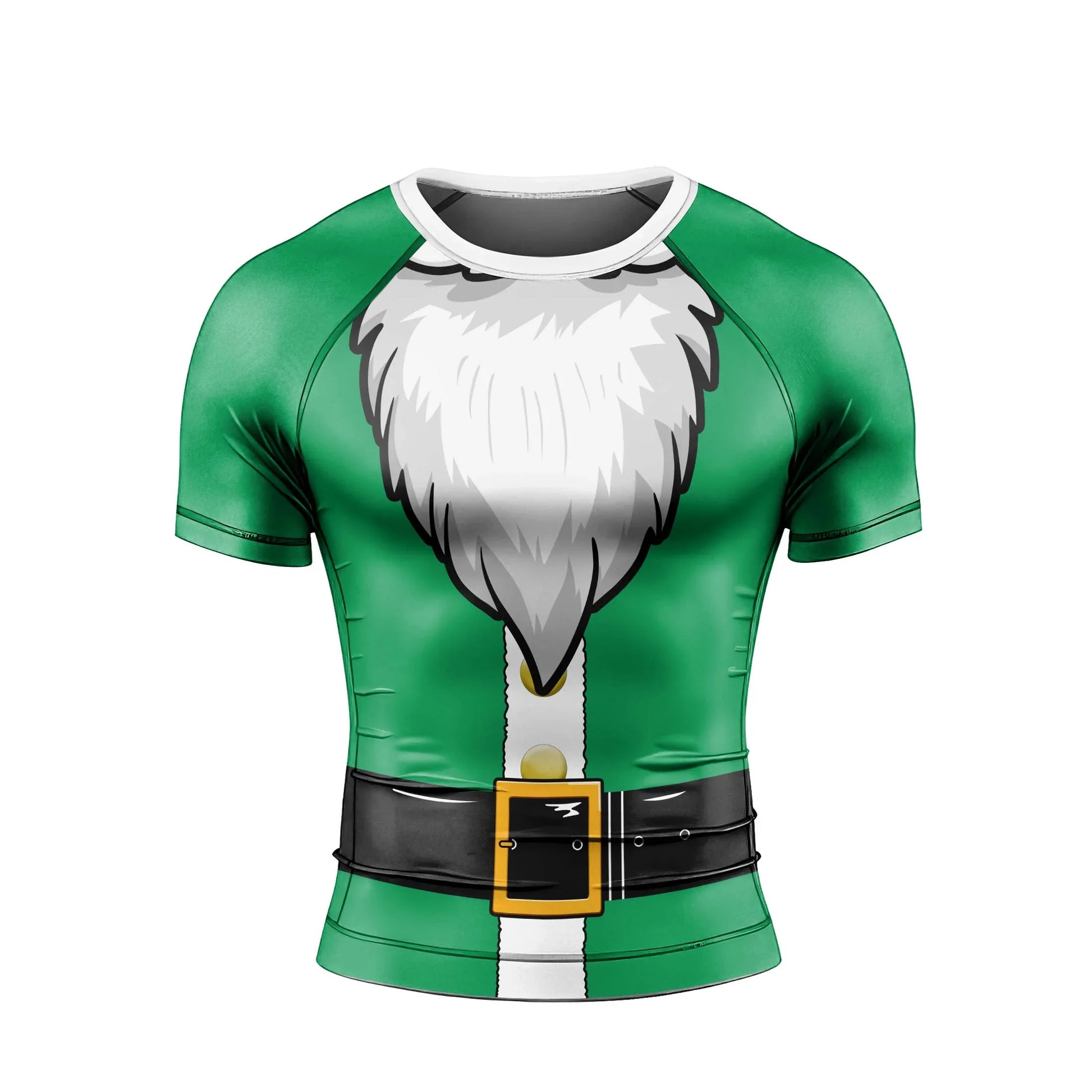 Green Santa Claus Men's Short Sleeve Rash Guard