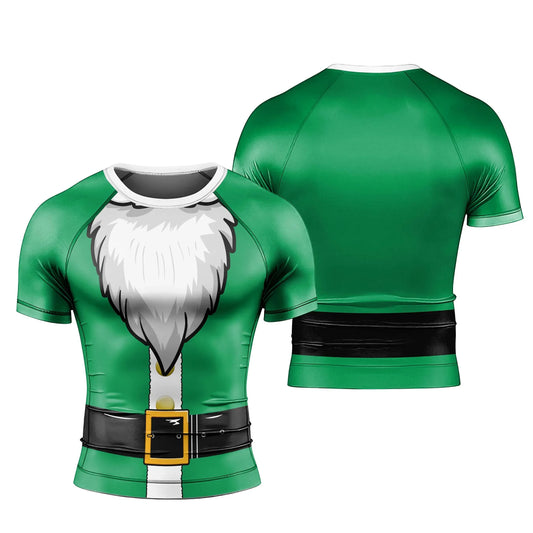 Green Santa Claus Men's Short Sleeve Rash Guard