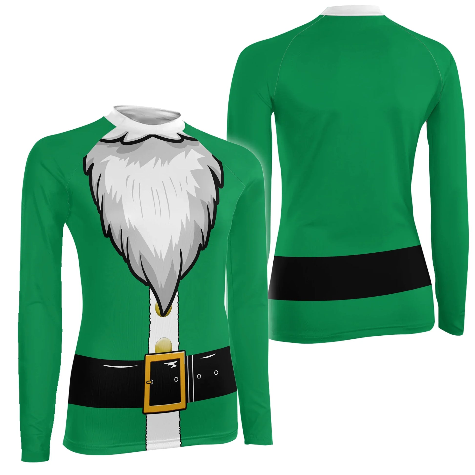Green Santa Claus Women's Long Sleeve Rash Guard