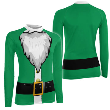 Green Santa Claus Women's Long Sleeve Rash Guard