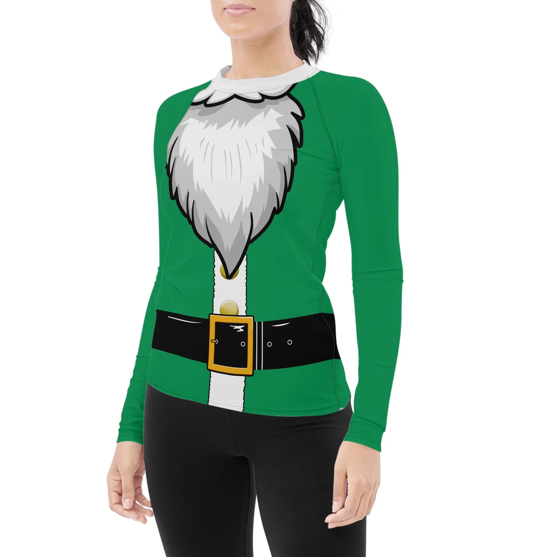 Green Santa Claus Women's Long Sleeve Rash Guard