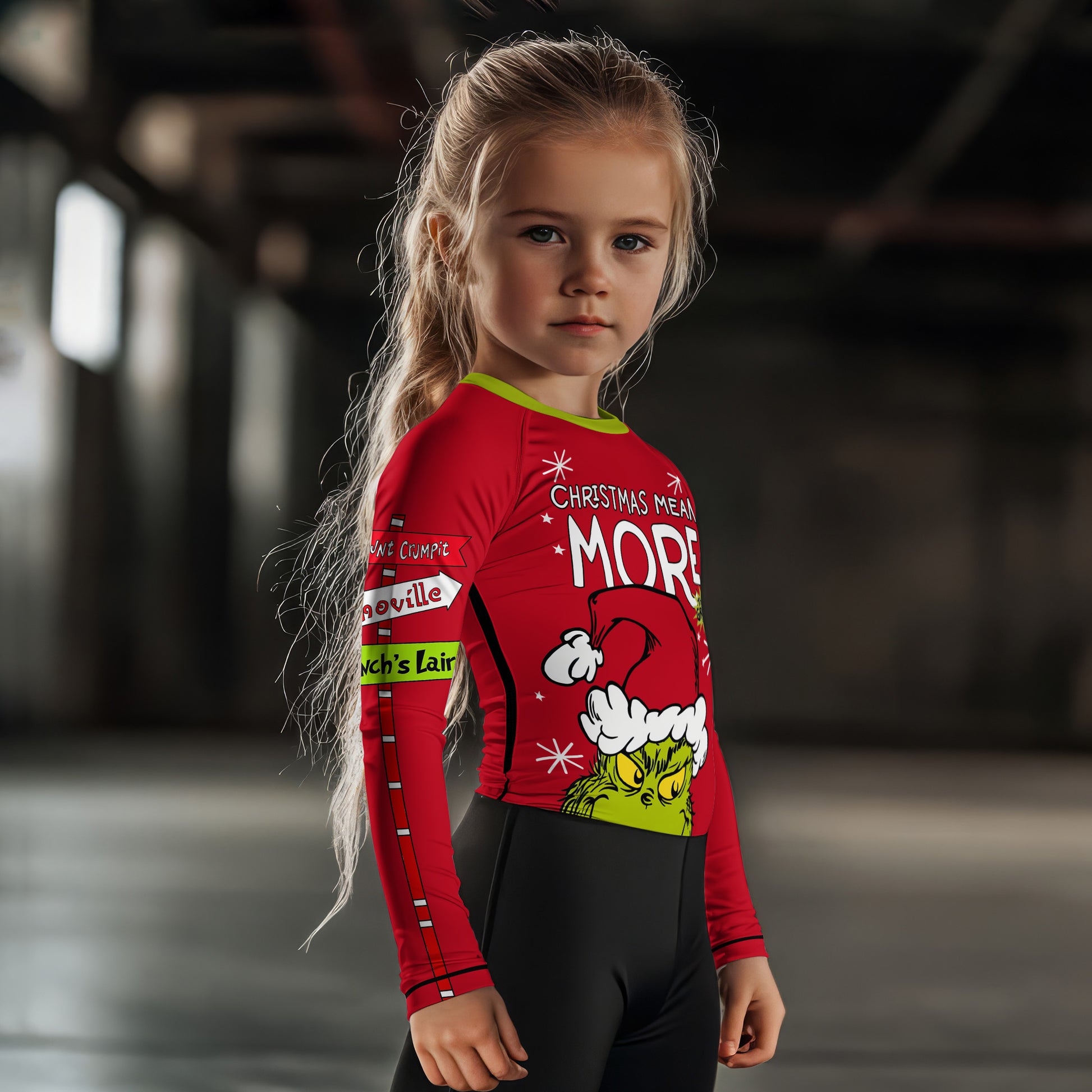 Grinch Christmas Mean More Kids Rash Guard