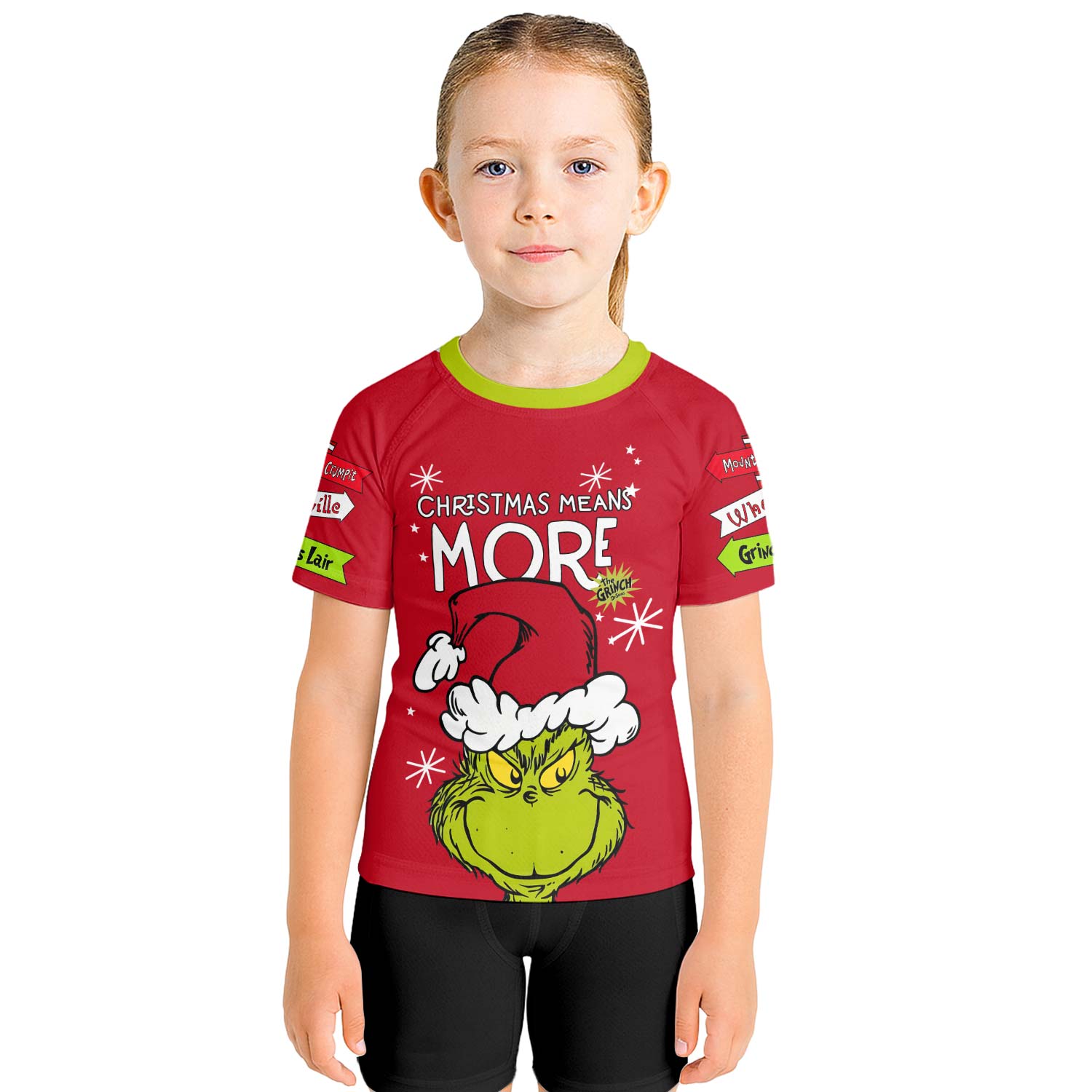 Grinch Christmas Mean More Kids Rash Guard