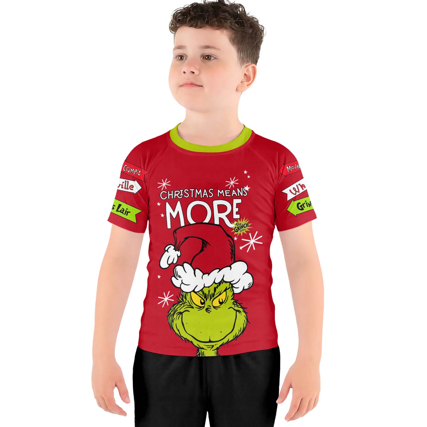 Grinch Christmas Mean More Kids Rash Guard