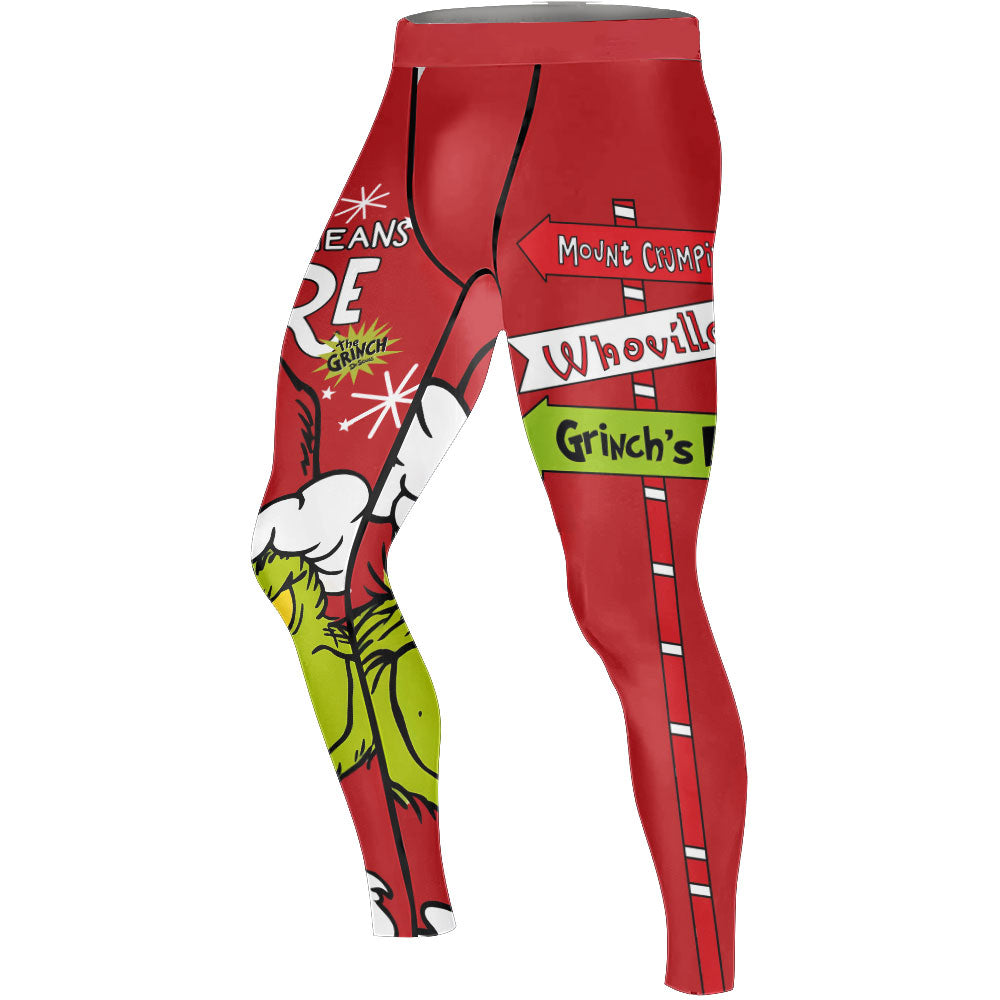 Grinch Christmas Mean More Men's Compression Leggings