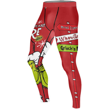 Grinch Christmas Mean More Men's Compression Leggings