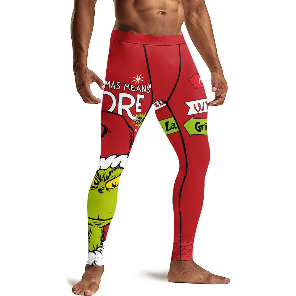Grinch Christmas Mean More Men's Compression Leggings