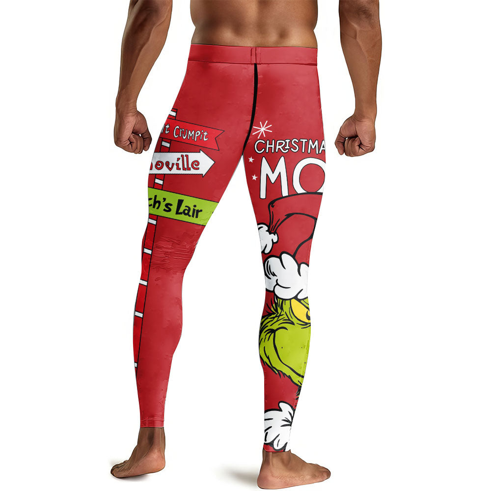 Grinch Christmas Mean More Men's Compression Leggings
