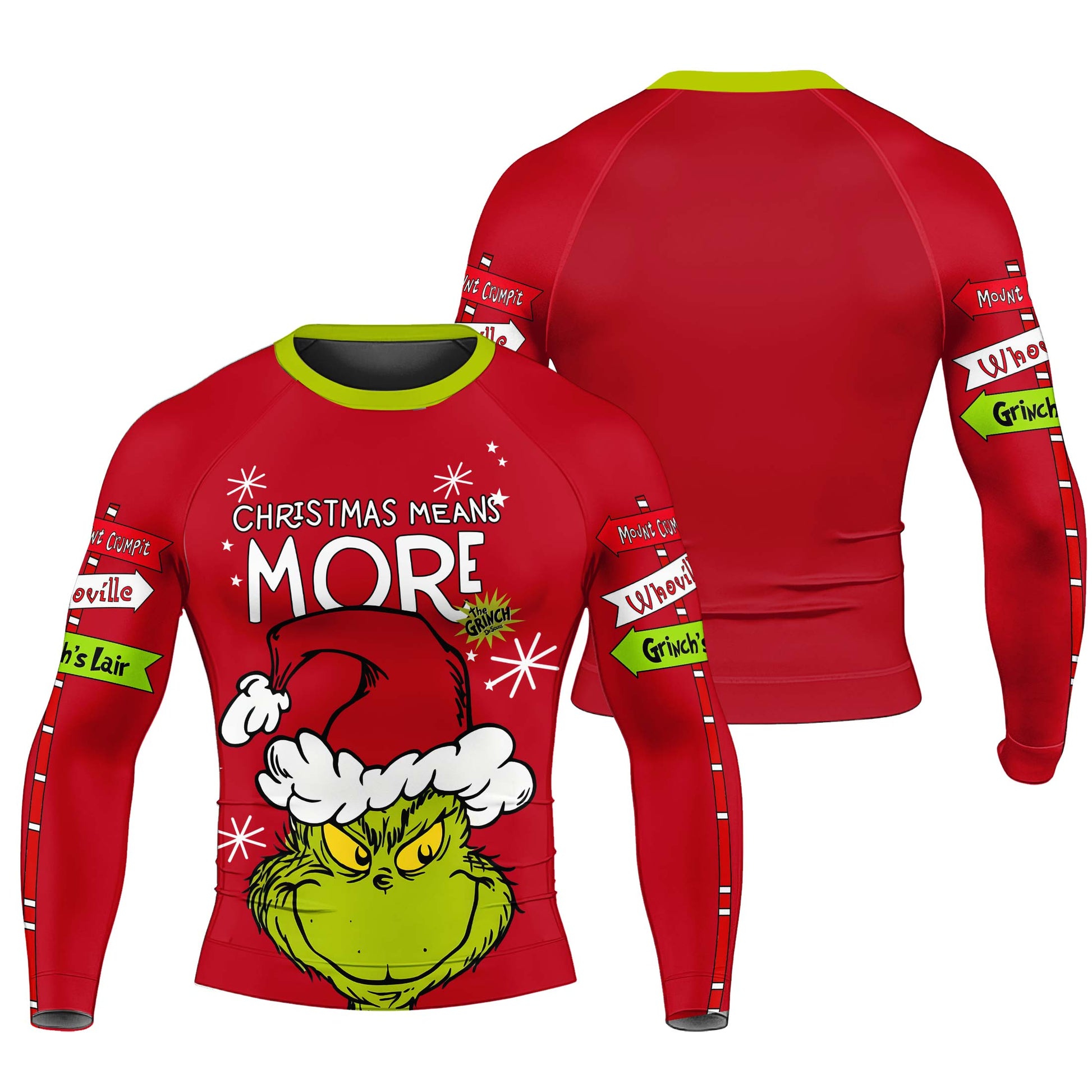 Grinch Christmas Mean More Men's Long Sleeve Rash Guard