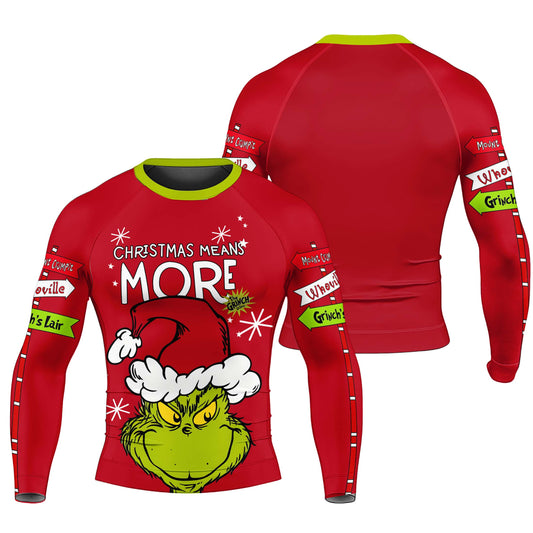 Grinch Christmas Mean More Men's Long Sleeve Rash Guard