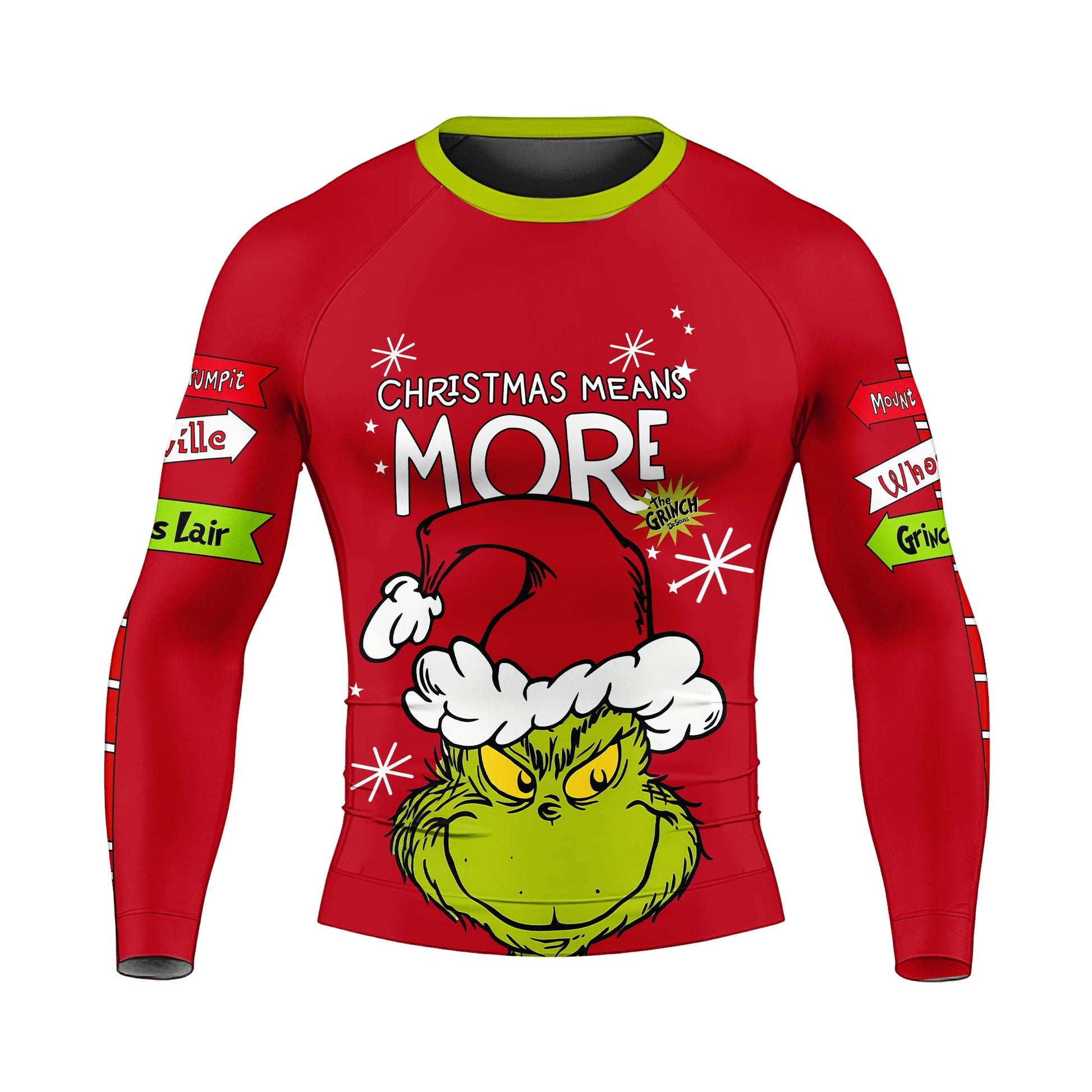 Grinch Christmas Mean More Men's Long Sleeve Rash Guard