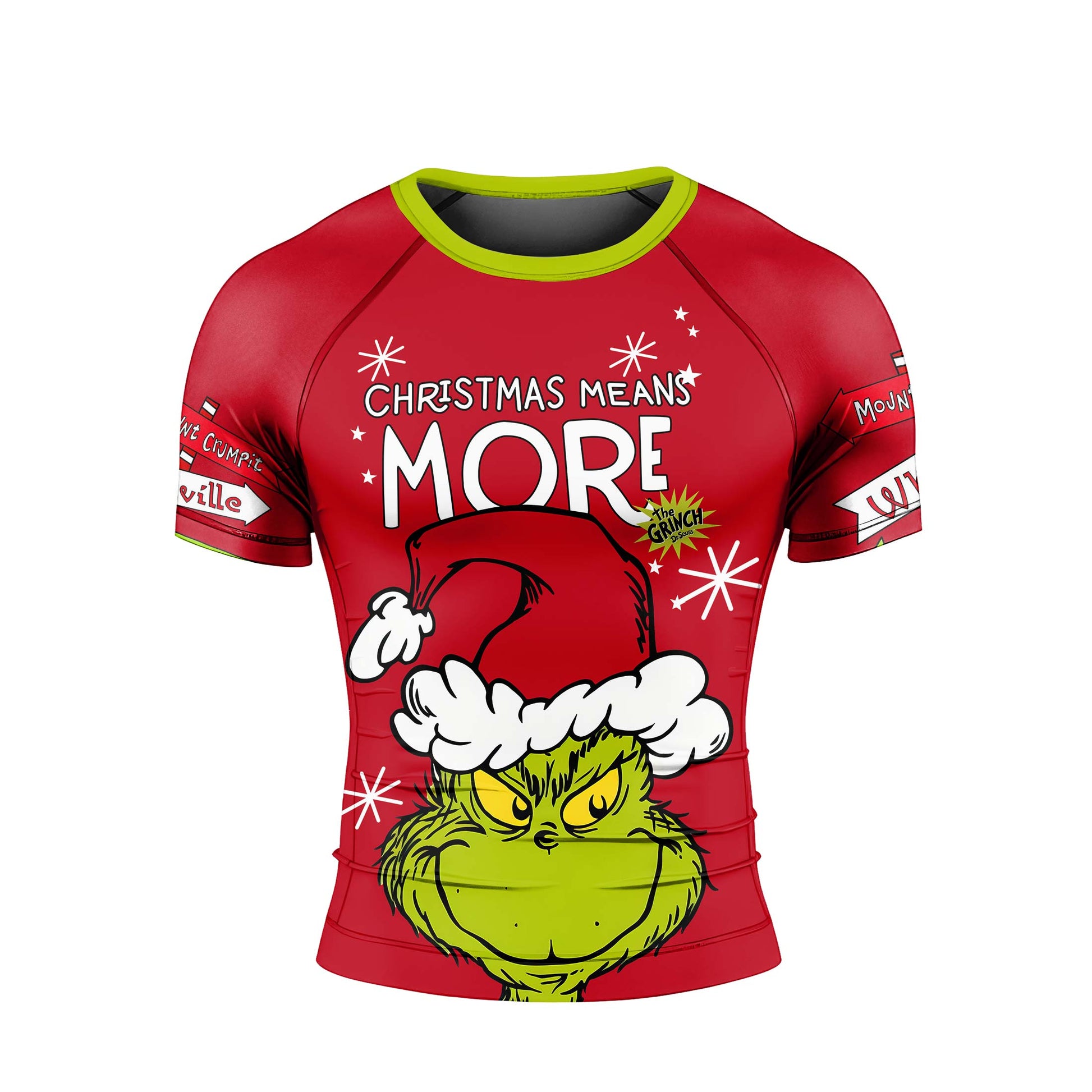 Grinch Christmas Mean More Men's Short Sleeve Rash Guard