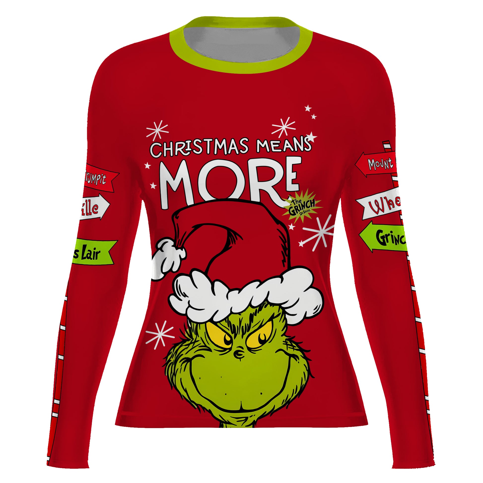 Grinch Christmas Mean More Women's Long Sleeve Rash Guard