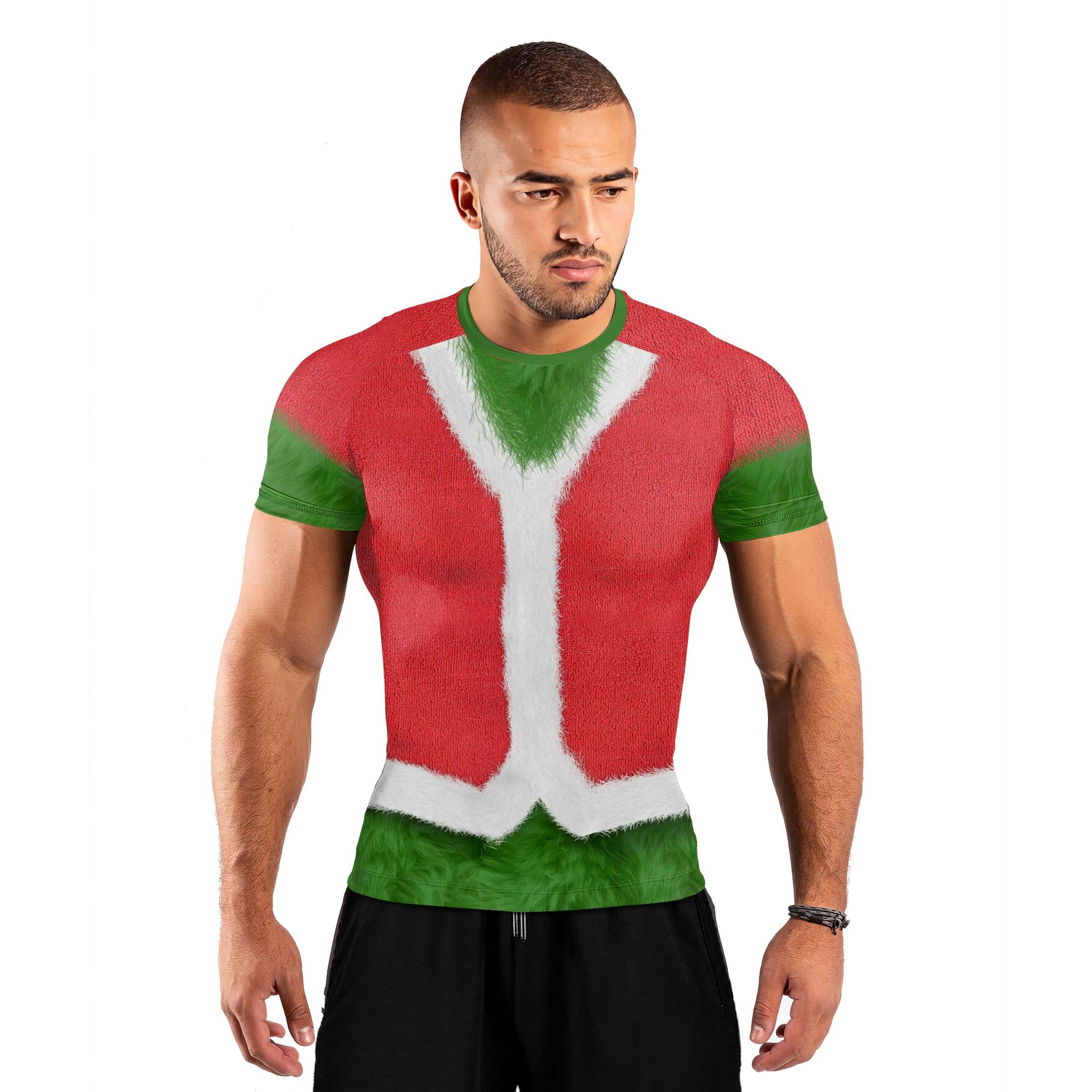 Grinch Claus Men's Short Sleeve Rash Guard