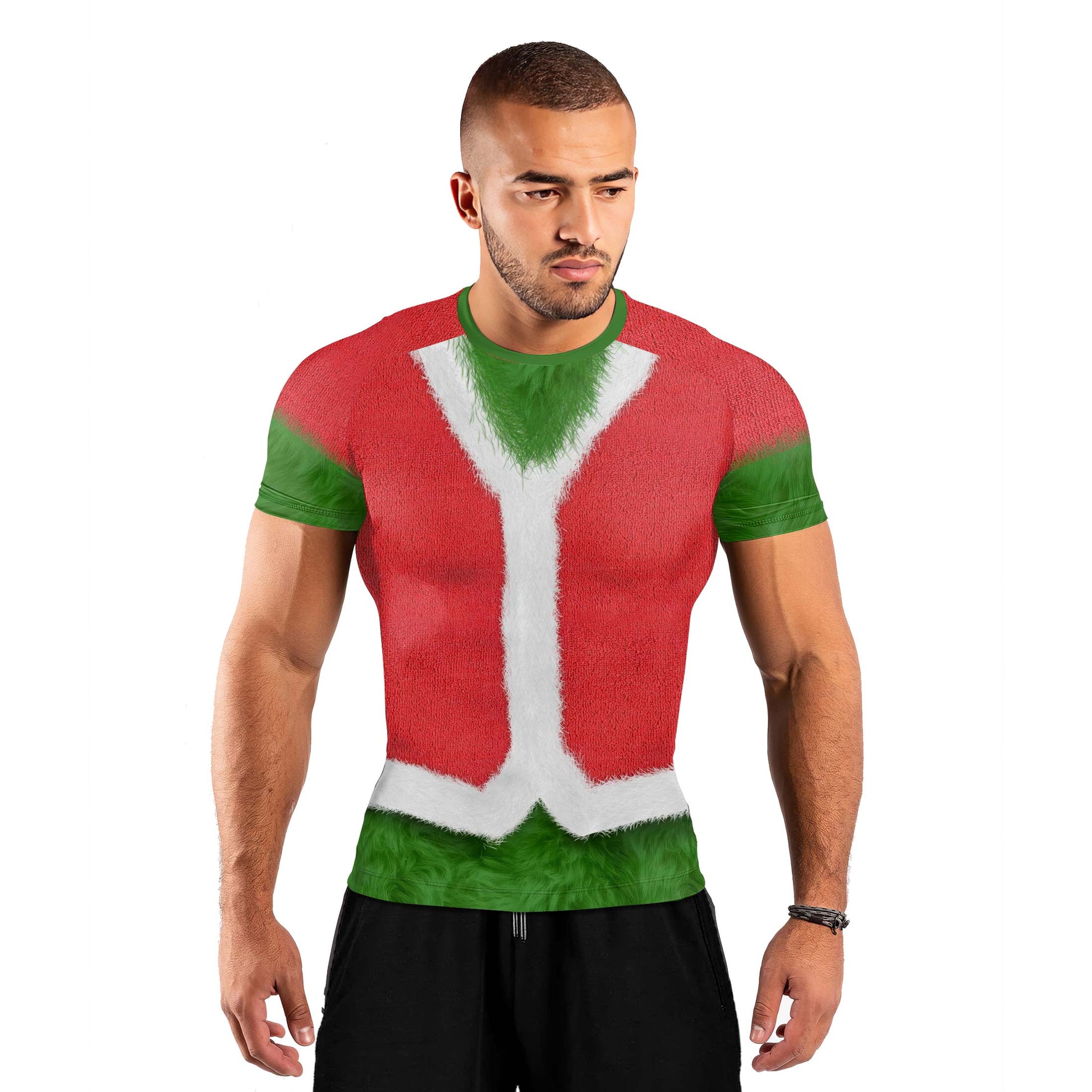 Grinch Claus Men's Short Sleeve Rash Guard