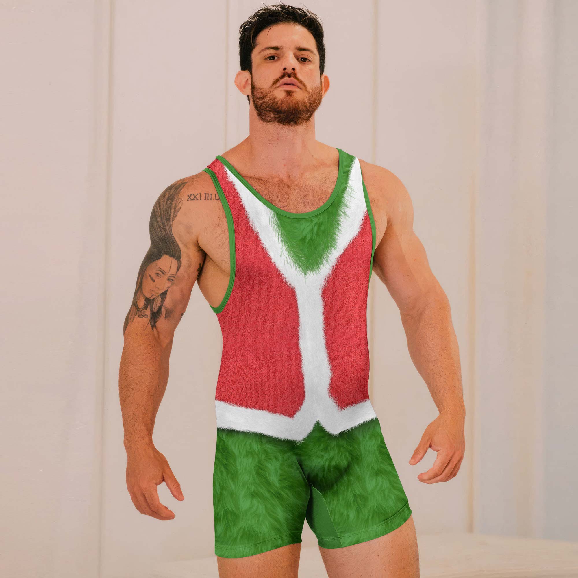 Grinch Claus Wrestling Singlets
