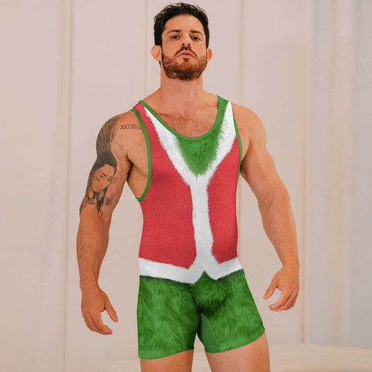 Grinch Claus Wrestling Singlets