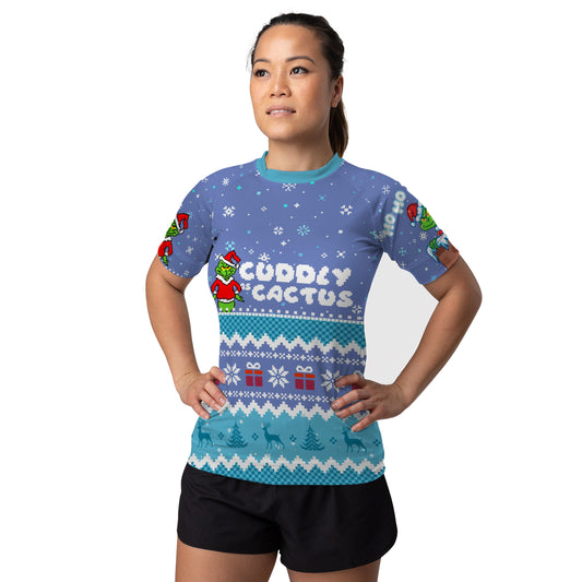 Grinch Cuddly Women's Short Sleeve Rash Guard