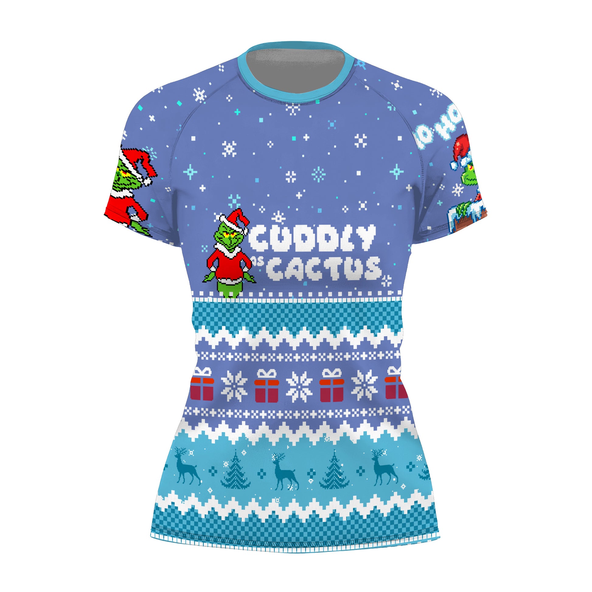 Grinch Cuddly Women's Short Sleeve Rash Guard
