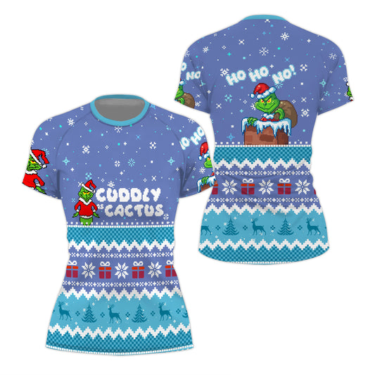 Grinch Cuddly Women's Short Sleeve Rash Guard