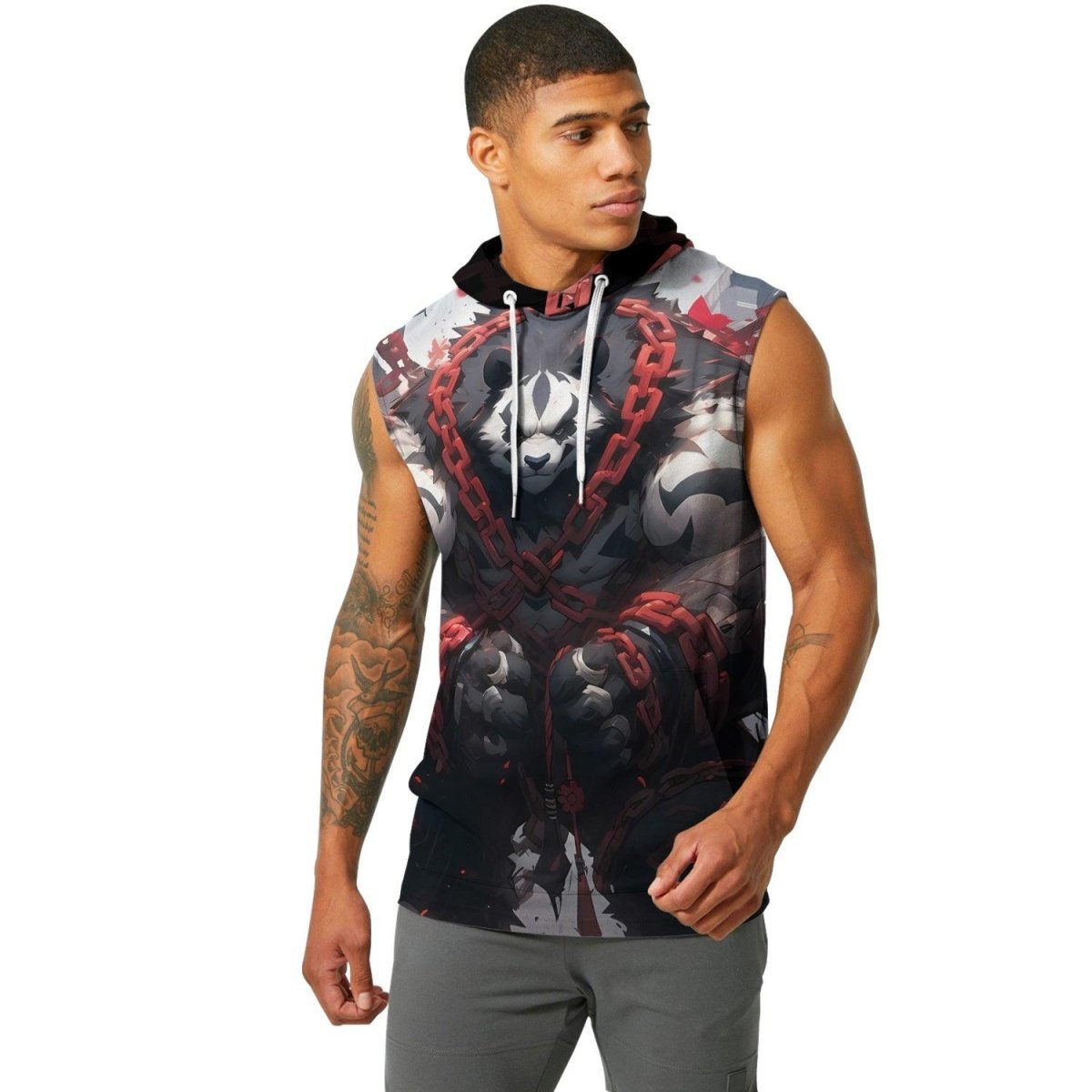 Warrior Panda Skull Sleeveless Pullover & Zip Hoodie - BattleFitGear