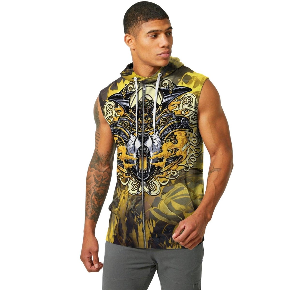 Golden Panda Skull Sleeveless Pullover & Zip Hoodie - BattleFitGear