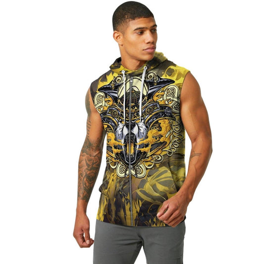 Golden Panda Skull Sleeveless Pullover & Zip Hoodie - BattleFitGear