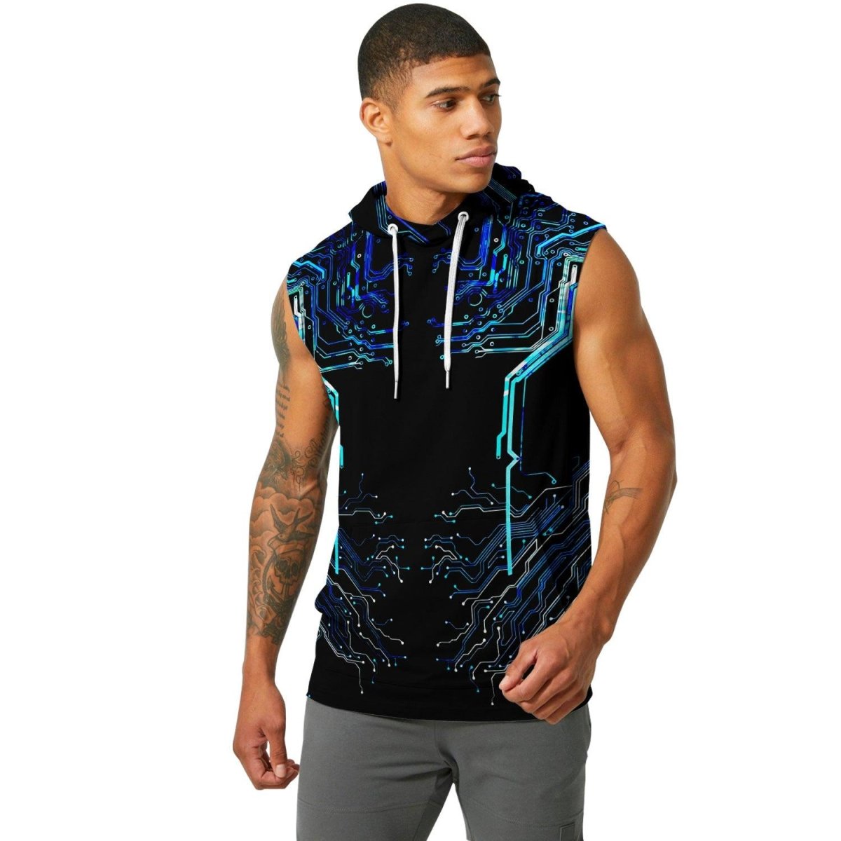 Glowing Circuit Sleeveless Pullover & Zip Hoodie - BattleFitGear