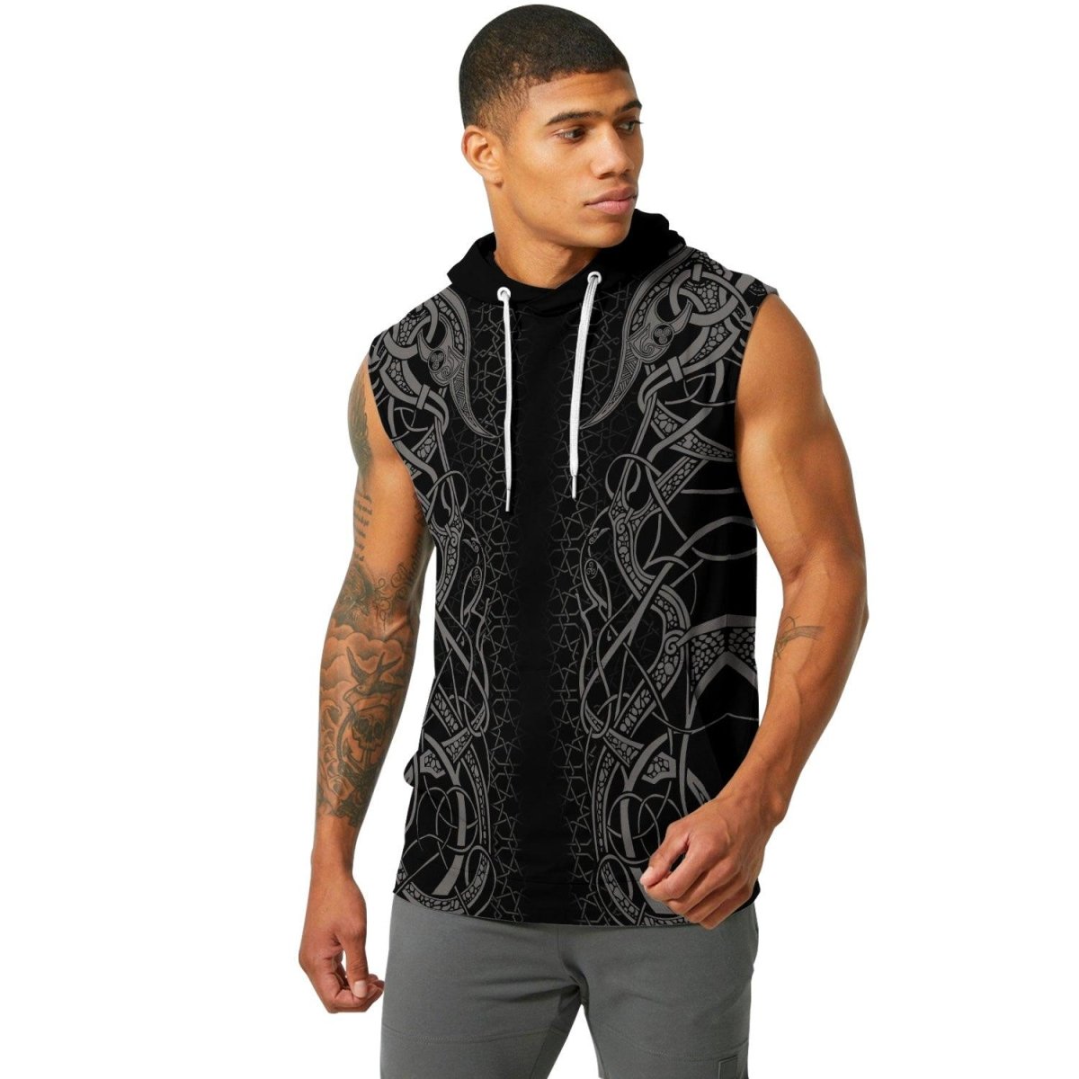 Fenrir Tattoo Viking Sleeveless Pullover & Zip Hoodie - BattleFitGear