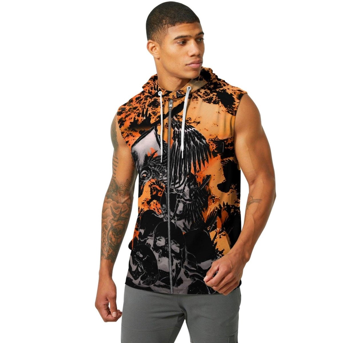 Raven Skull Sleeveless Pullover & Zip Hoodie - BattleFitGear