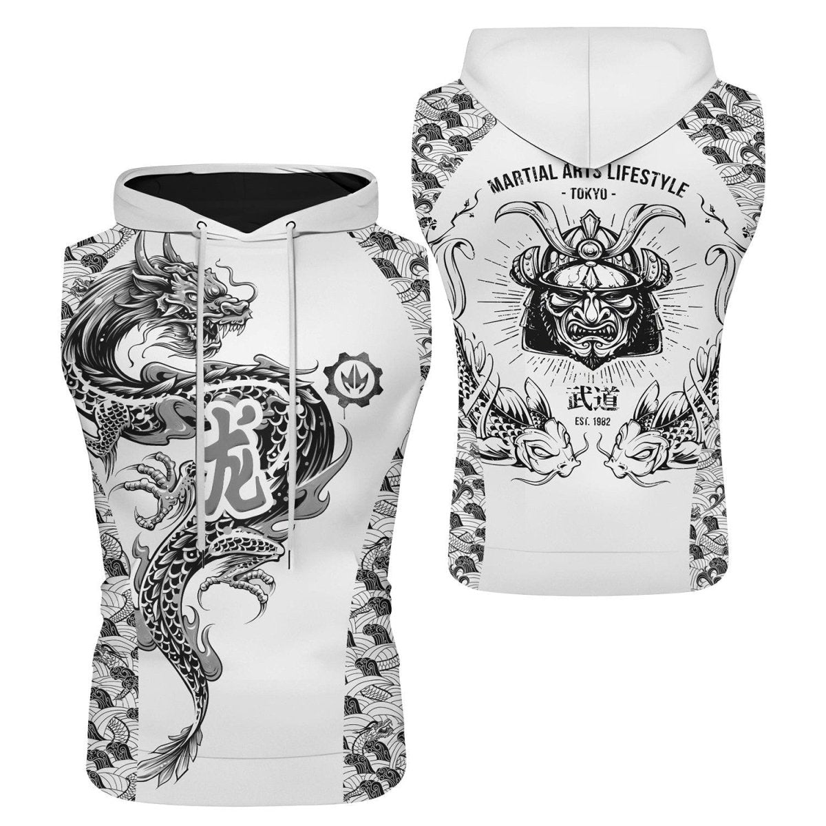 Samurai Dragon Sleeveless Pullover & Zip Hoodie - BattleFitGear