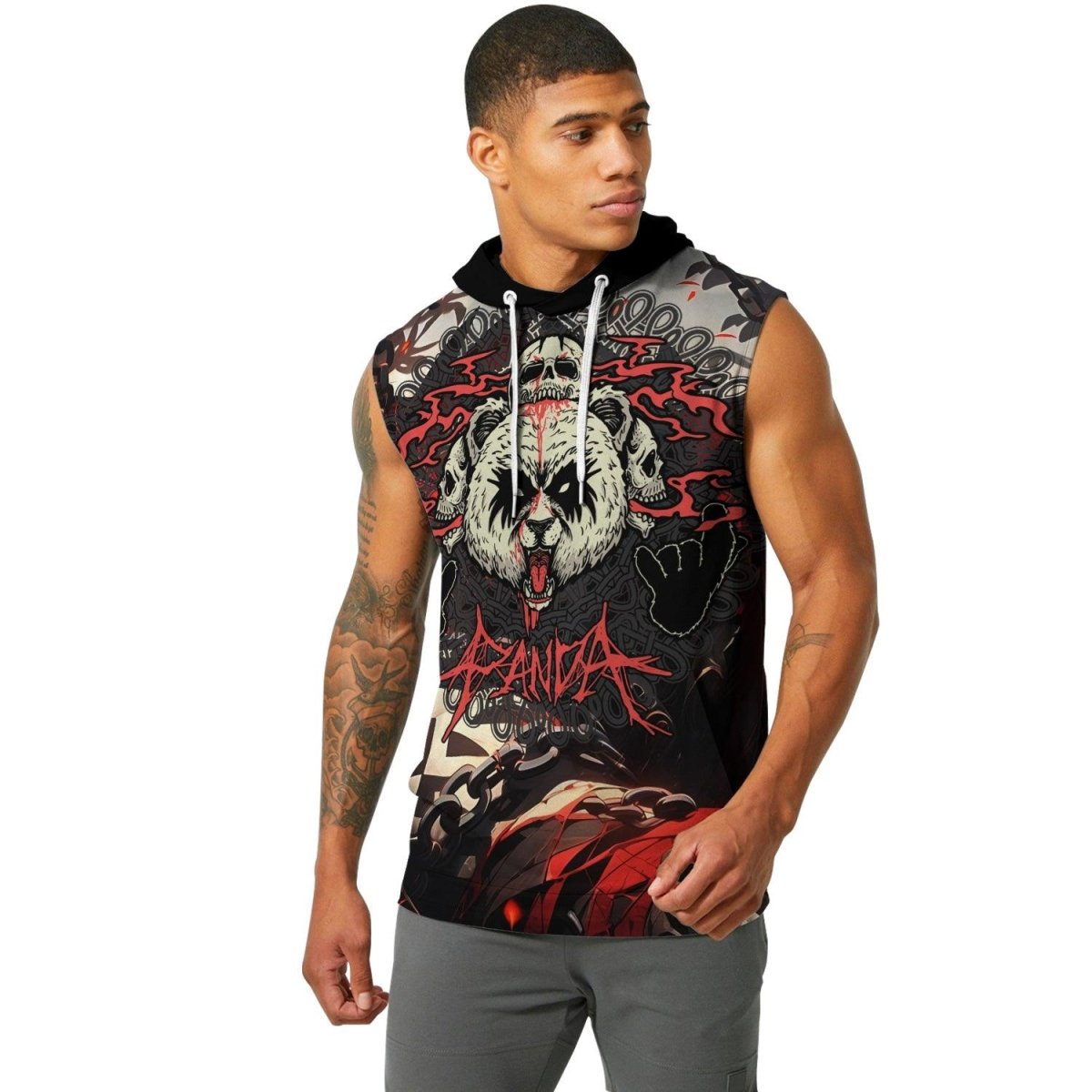 Panda Skull Sleeveless Pullover & Zip Hoodie - BattleFitGear