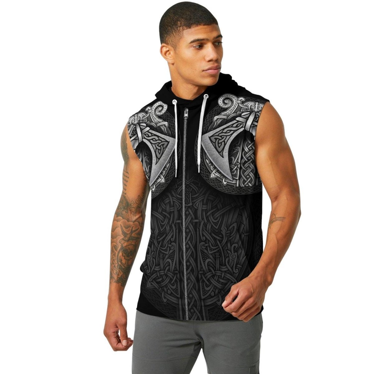 Sword & Shield Viking Sleeveless Pullover & Zip Hoodie - BattleFitGear