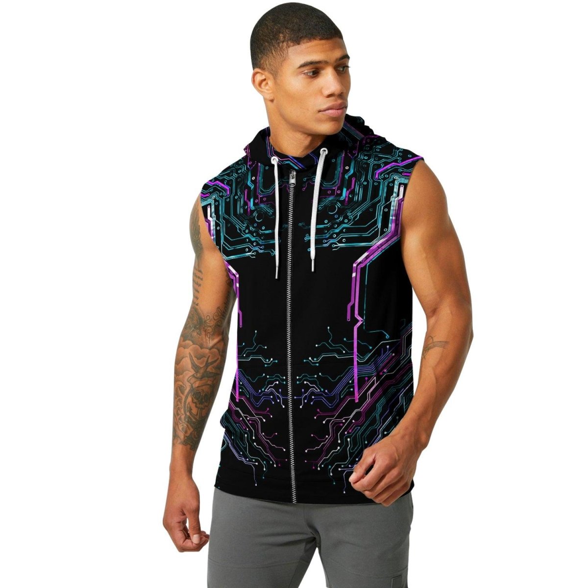 Deadly Glowing Circuit Sleeveless Pullover & Zip Hoodie - BattleFitGear