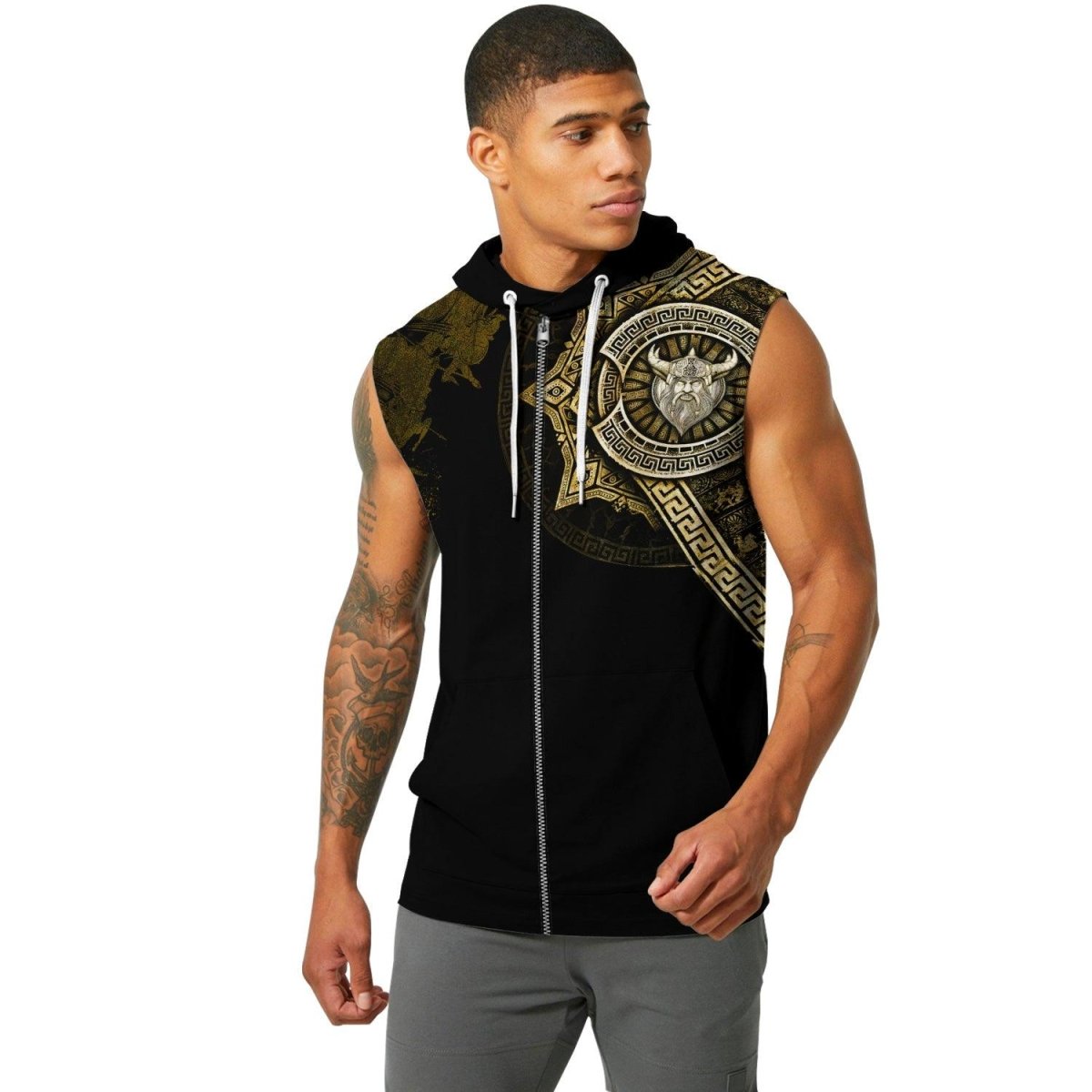 Viking Warrior Medal Sleeveless Pullover & Zip Hoodie - BattleFitGear