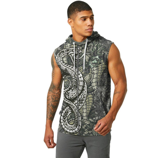 Samurai Cobra And Dragon Sleeveless Pullover & Zip Hoodie - BattleFitGear