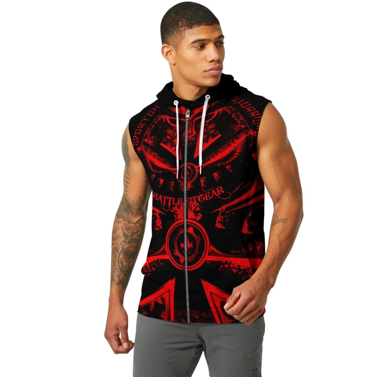 Spartan Red Sleeveless Pullover & Zip Hoodie - BattleFitGear