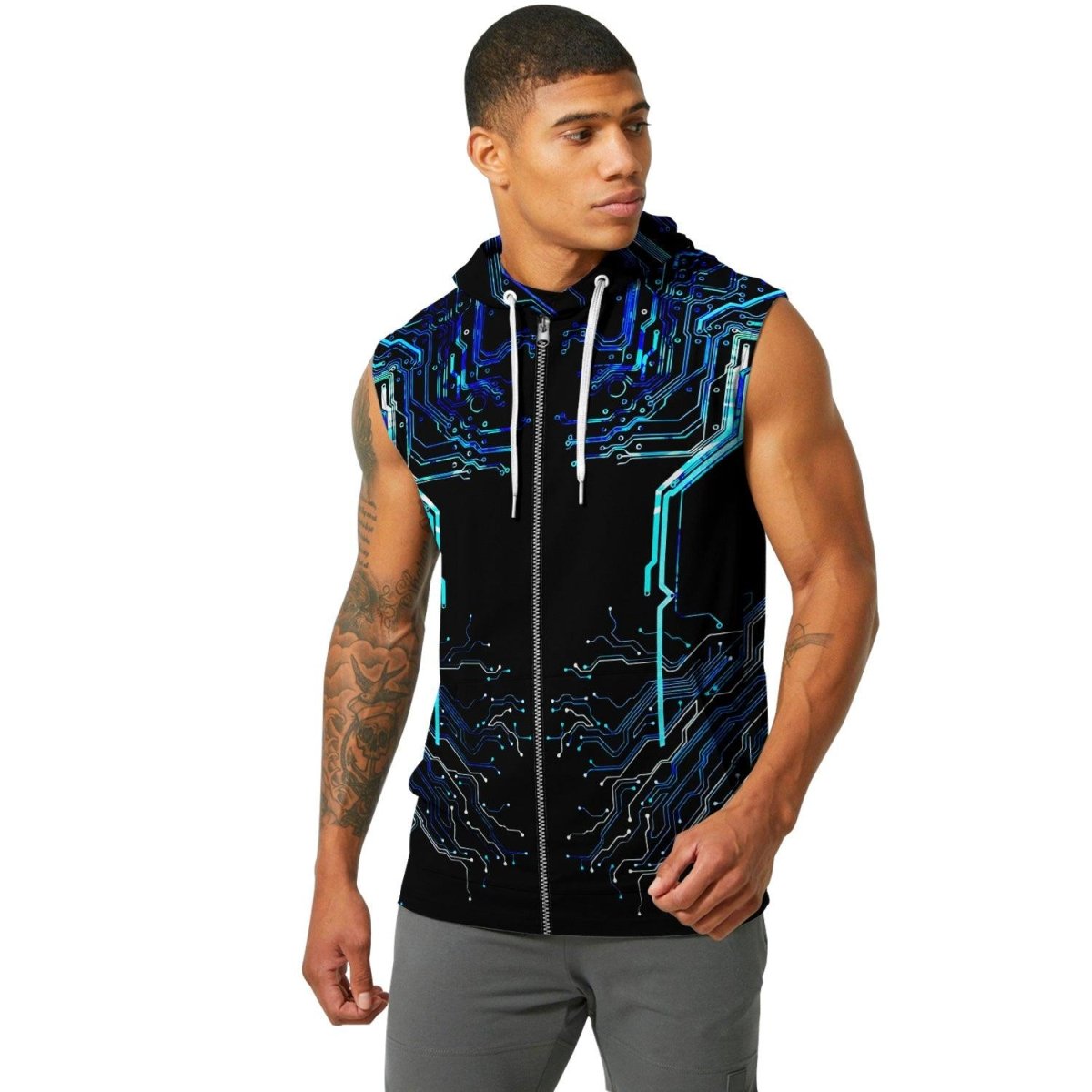 Glowing Circuit Sleeveless Pullover & Zip Hoodie - BattleFitGear