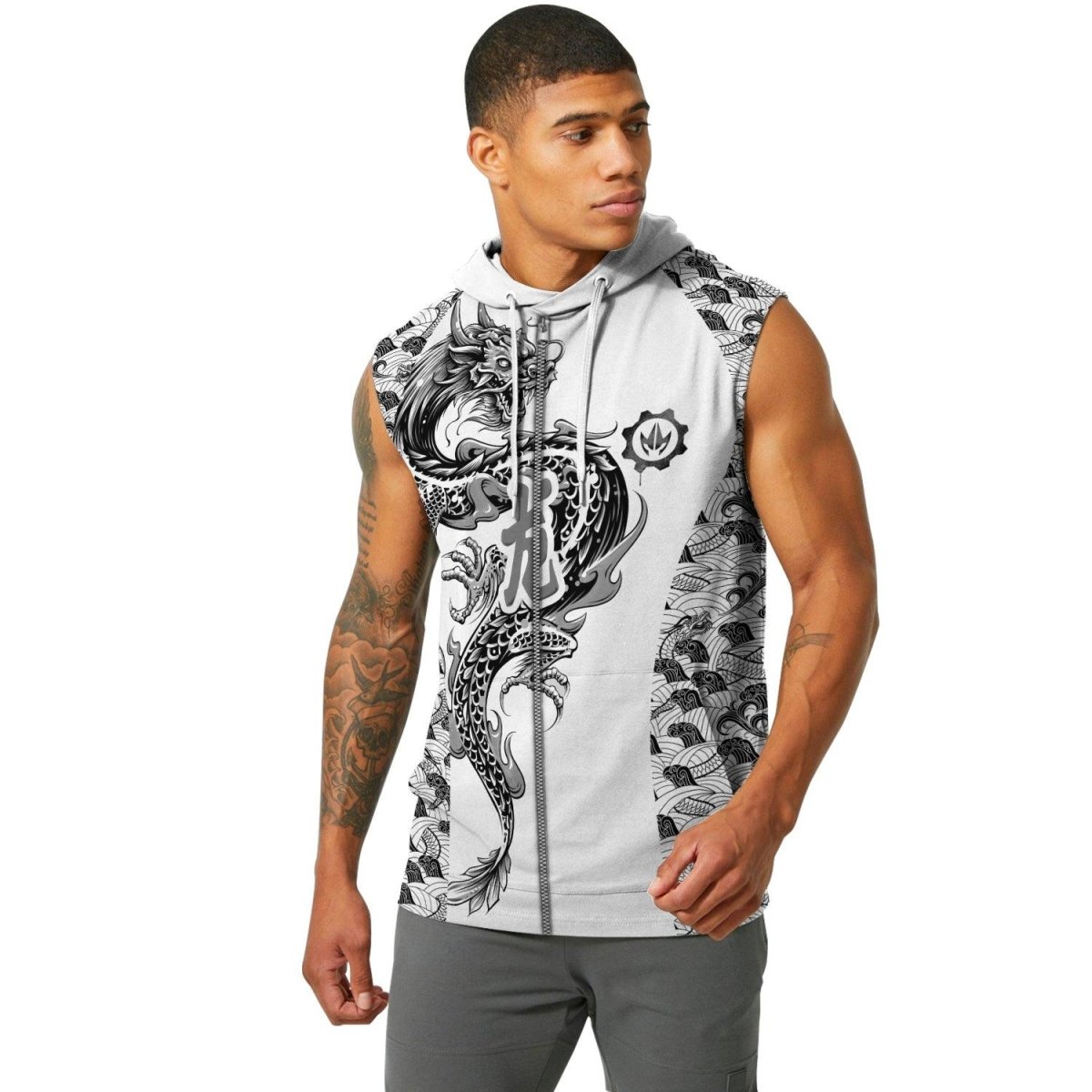 Samurai Dragon Sleeveless Pullover & Zip Hoodie - BattleFitGear