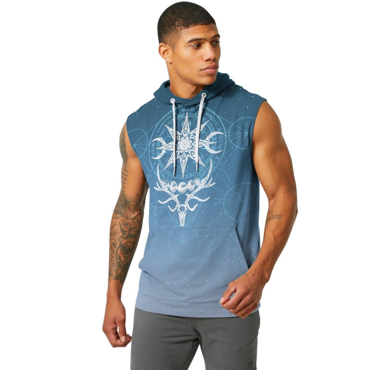 Light Blue YULE Sleeveless Pullover & Zip Hoodie - BattleFitGear