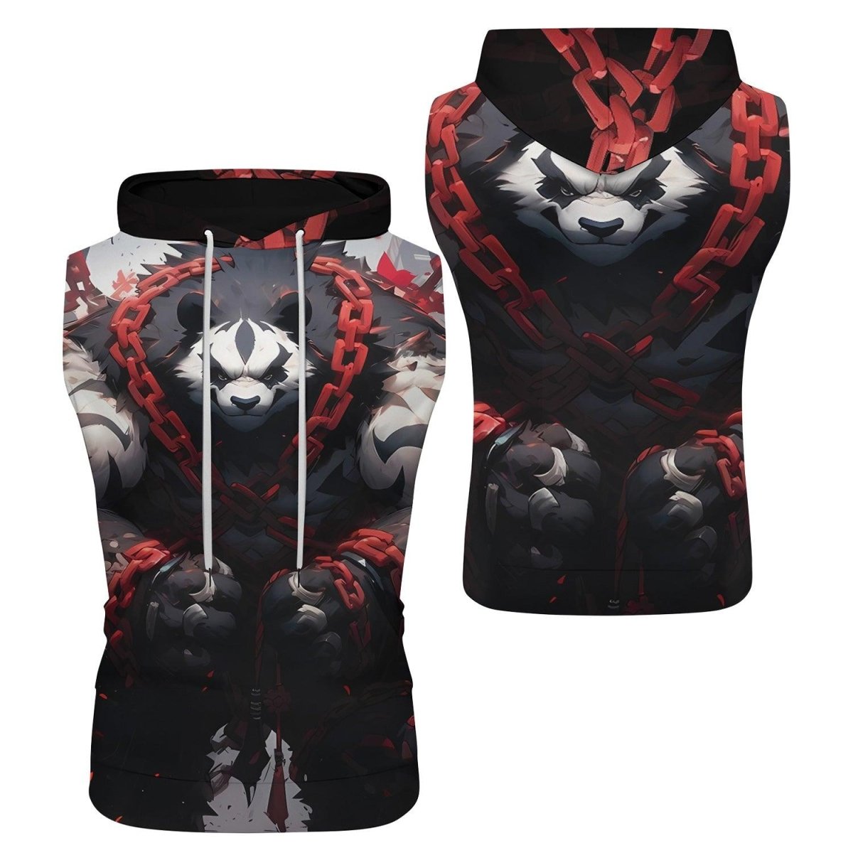 Warrior Panda Skull Sleeveless Pullover & Zip Hoodie - BattleFitGear