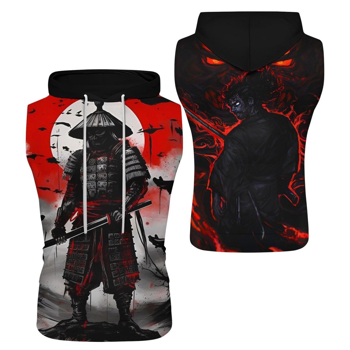 Samurai Musashi Sleeveless Pullover & Zip Hoodie - BattleFitGear